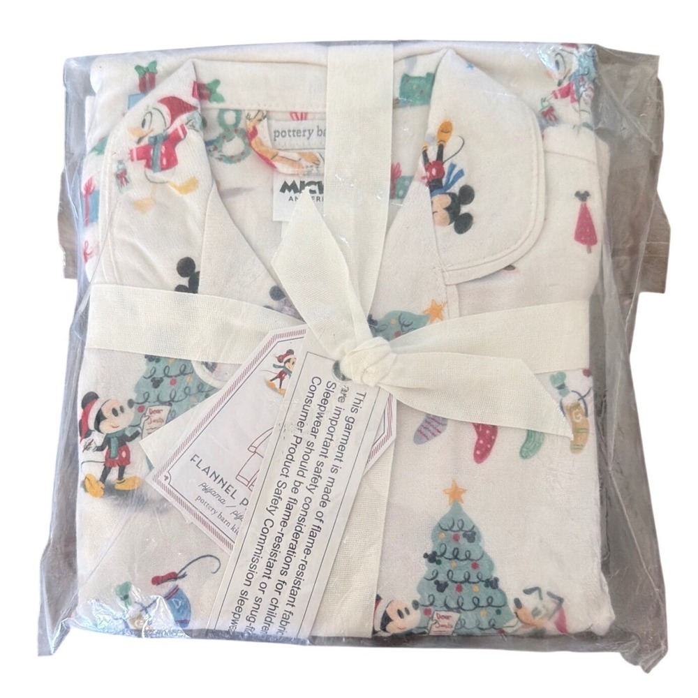 Pottery Barn Kids Disney Mickey Mouse Holiday Allover Flannel Pajama 4 Multi NEW